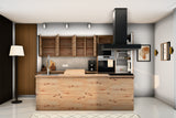 Inselküche Nexa Woodline & Artisan-Eiche – 330 cm + Insel 240 cm – KÜ-NEXA-004 – Türen, Klappen und Auszüge geöffnet