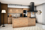 Inselküche Nexa Woodline & Artisan-Eiche – 330 cm + Insel 240 cm – KÜ-NEXA-004 – Raumansicht über Eck von links
