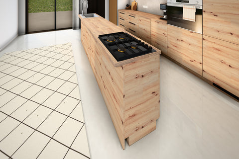 Inselküche Nexa Woodline & Artisan-Eiche – 330 cm + Insel 240 cm – KÜ-NEXA-004 – Kücheninsel von der Küchenseite