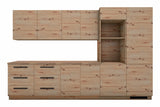 Inselküche Nexa Woodline & Artisan-Eiche – 330 cm + Insel 240 cm – KÜ-NEXA-004 – Wandzeile freigestellt auf Weiß