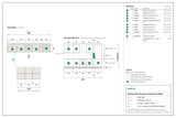 Inselküche Provence Andersen Pinie – 340 cm + Insel 180 cm – K27-G340 – Maßbild – Grundriss, Wandansichten und Stückliste mit Maßen