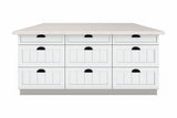 Inselküche Provence Andersen Pinie – 340 cm + Insel 180 cm – K27-G340 – Kücheninsel freigestellt, Raumseite frontal geschlossen