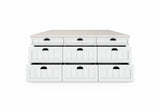 Inselküche Provence Andersen Pinie – 340 cm + Insel 180 cm – K27-G340 – Kücheninsel freigestellt, Raumseite frontal geöffnet