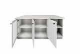 Inselküche Provence Andersen Pinie – 340 cm + Insel 180 cm – K27-G340 – Kücheninsel freigestellt, Küchenseite frontal geöffnet