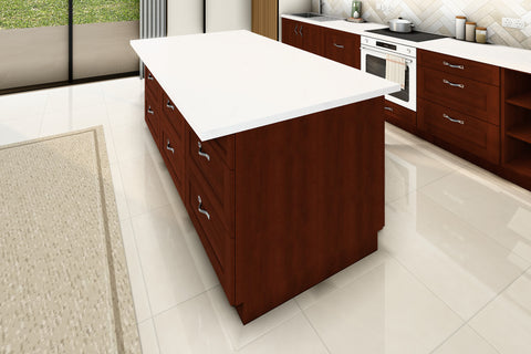 Inselküche Sycylia Milano Walnuss – 340 cm + Insel 180 cm – K49-G340 – Kücheninsel von der Küchenseite