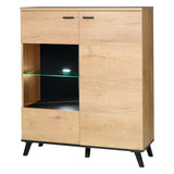John Highboard-Vitrine in Eiche Lefkas / Schwarz – Ansicht 3