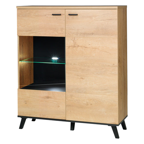 John Highboard-Vitrine in Eiche Lefkas / Schwarz – Ansicht 3
