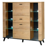 John Highboard-Vitrine in Eiche Lefkas / Schwarz – Ansicht 3