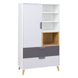 Joker Highboard in Weiß / Graphit / Grau / Eiche Lefkas
