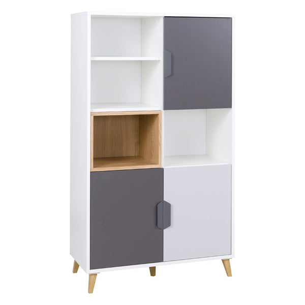 Joker Regal 80 cm mit 3 Türen – Weiß / Graphit / Grau / Eiche Lefkas