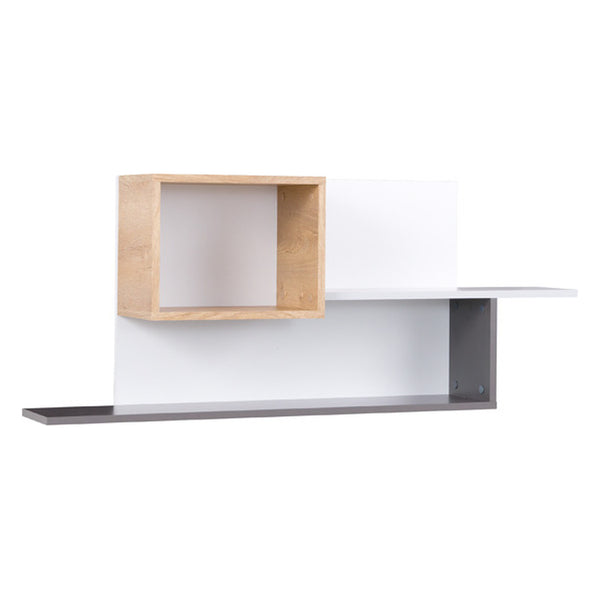 Joker Wandregal 120 cm mit offener Box – Weiß / Graphit / Grau / Eiche Lefkas