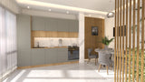 Nexa Küchenzeile  KÜ06-L – Beige & Woodline – 300 cm – Moderne Familienküche mit Hochschrank und großzügigem Stauraum