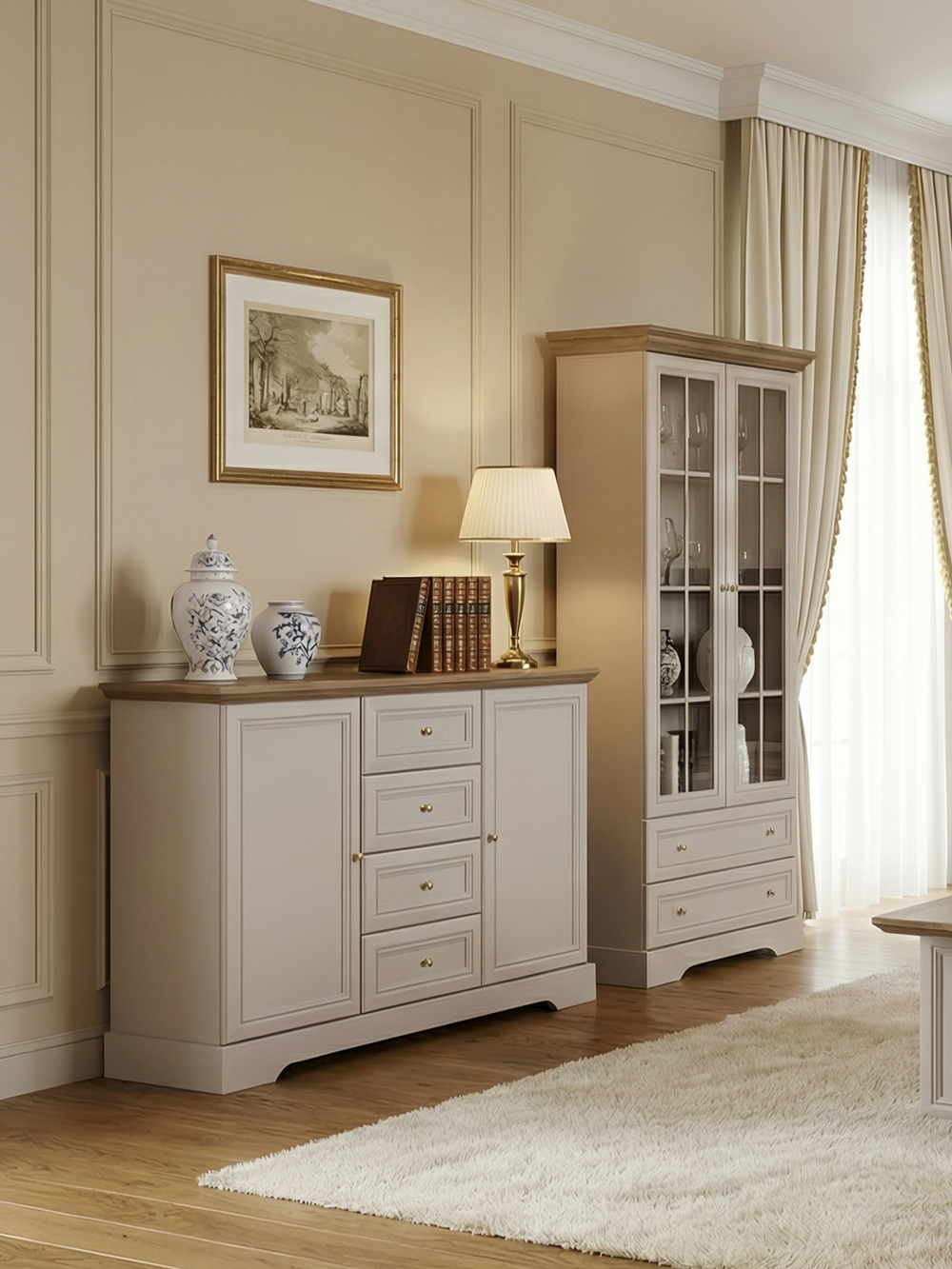 Castello Wohn- & Esszimmer-Set 2-teilig – Stilvolle Möbel im Landhausstil in Kaschmir / Mavelie Eiche