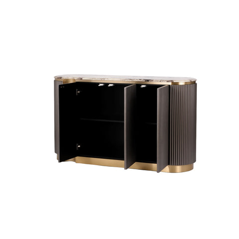 Kommode Hillora Dark graphite, Multicoloured marble worktop, Golden lower wreath and accents 158 × 88 × 40 cm mit 3 Türen – Ansicht 2