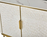 Kommode Hillora Gebrochenes Weiß, White worktop, Golden legs and accents 150 × 88 × 40 cm mit 2 Türen – Ansicht 4