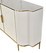 Kommode Hillora Gebrochenes Weiß, White worktop, Golden legs and accents 150 × 88 × 40 cm mit 2 Türen – Ansicht 5