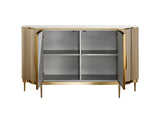 Kommode Hillora Golden brass legs and accents, Light cream front, White worktop with a marble pattern, Champagne gold 150 × 88 × 40 cm mit 2 Türen – Ansicht 2