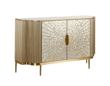Kommode Hillora Golden brass legs and accents, Light cream front, White worktop with a marble pattern, Champagne gold 150 × 88 × 40 cm mit 2 Türen – Ansicht 3
