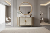 Kommode Hillora Golden brass legs and accents, Light cream front, White worktop with a marble pattern, Champagne gold 150 × 88 × 40 cm mit 2 Türen – Ansicht 4