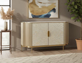 Kommode Hillora Golden brass legs and accents, Light cream front, White worktop with a marble pattern, Champagne gold 150 × 88 × 40 cm mit 2 Türen – Ansicht 7