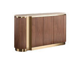 Kommode Hillora Light beige worktop, Golden lower wreath and accents, Walnut 158 × 88 × 40 cm mit 3 Türen – Ansicht 2