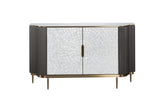 Kommode Hillora Light cream front, White marble countertop, Golden legs and accents, Dark graphite 150 × 88 × 40 cm mit 2 Türen