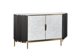 Kommode Hillora Light cream front, White marble countertop, Golden legs and accents, Dark graphite 150 × 88 × 40 cm mit 2 Türen – Ansicht 2