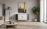 Kommode Hillora Light cream front, White marble countertop, Golden legs and accents, Dark graphite 150 × 88 × 40 cm mit 2 Türen – Ansicht 4