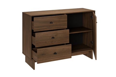 Kommode Yorvi Walnuss Villa 118,2 × 83,8 × 40 cm mit 1 Tür und 3 Schubladen – Ansicht 3