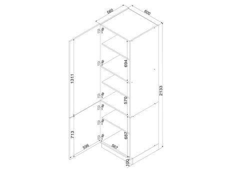 Hochschrank D60SŁ P/L ( S1600/56 ) – BONO – Hochwertiges Design Konzept – Ansicht 3