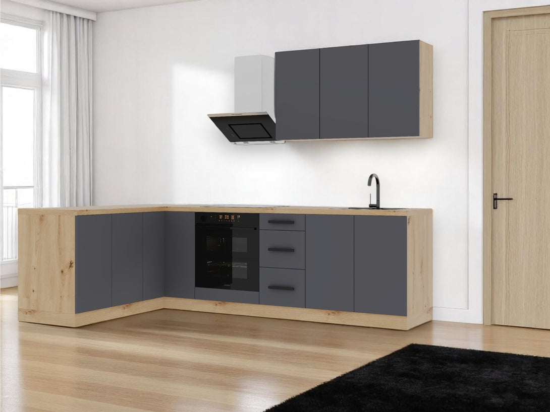 Winkelküche K99-G270 - Langen Grau - Design trifft Funktionalität - ROYAL24_MARKT
