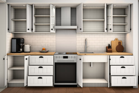 Küche Provence K3-G260 Standard – Hauptzeile frontal, geöffnet