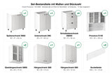 Küche Provence K3-G260 Standard – Set-Bestandteile mit Maßen und Stückzahl