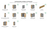 Küchenzeile – K106-G860 – Nexa Beige – Design für höchste Ansprüche – Maßbild (Set-Bestandteile mit Maßen und Stückzahl)