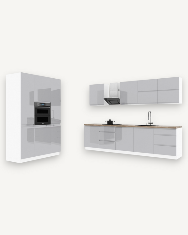 Küchenzeile K74-G440 - Aspen Grau - Strapazierfähig mit modernem Flair - ROYAL24_MARKT