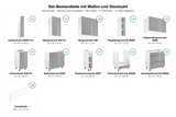 Set-Bestandteile mit Maßen und Stückzahl – Küchenzeile Velmora Grau Hochglanz – 320 cm – K91-G320