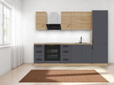 Küchenzeile K98-G280 – Nexa Grau-Woodline – raumeffizient geplant