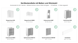 Küchenzeile KU-S01 Velmora – Moderne Küche in Grau & Weiß Hochglanz – Maßbild (Set-Bestandteile mit Maßen und Stückzahl)
