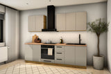 Küchenzeile Nexa Beige schräg von rechts mit Spülenschrank D80Z und Schubladenschrank D40S3