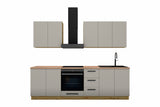 Küchenzeile Nexa Beige 260 cm freigestellt auf weißem Hintergrund