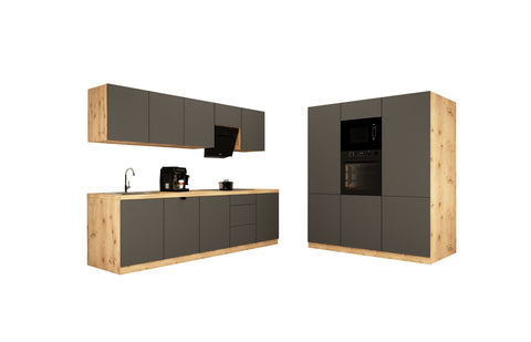 Küchenzeile Nexa – 460 cm – KL17-M300 – Foto 2 (Grau Matt)