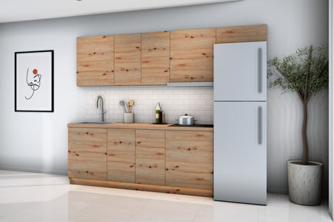 Küchenzeile Nexa Woodline – 260 cm – K16-G260 – Raumansicht über Eck von rechts