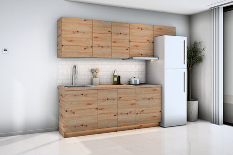 Küchenzeile Nexa Woodline – 260 cm – K16-G260 – Raumansicht über Eck von links