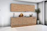 Küchenzeile Nexa Woodline – 260 cm – K19-G260 – Raumansicht über Eck von links