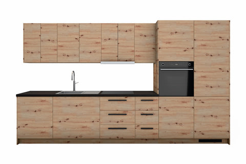 Küchenzeile Nexa Woodline & Artisan-Eiche – 360 cm – KÜ-LANG-002 – freigestellt auf Weiß