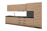 Küchenzeile Nexa Woodline & Artisan-Eiche – 360 cm – KÜ-LANG-002 – freigestellt, über Eck von rechts