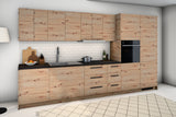 Küchenzeile Nexa Woodline & Artisan-Eiche – 360 cm – KÜ-LANG-002 – Raumansicht über Eck von links