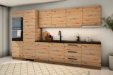 Küchenzeile Nexa Woodline schräg von rechts mit Schubladenschrank D60S3 und Unterschrank D60