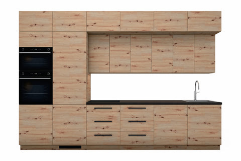 Küchenzeile Nexa Woodline 360 cm freigestellt auf weißem Hintergrund
