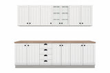 Küchenzeile Provence Andersen Kiefer – 260 cm – mit Glashängeschrank – K4-G260 – freigestellt auf Weiß